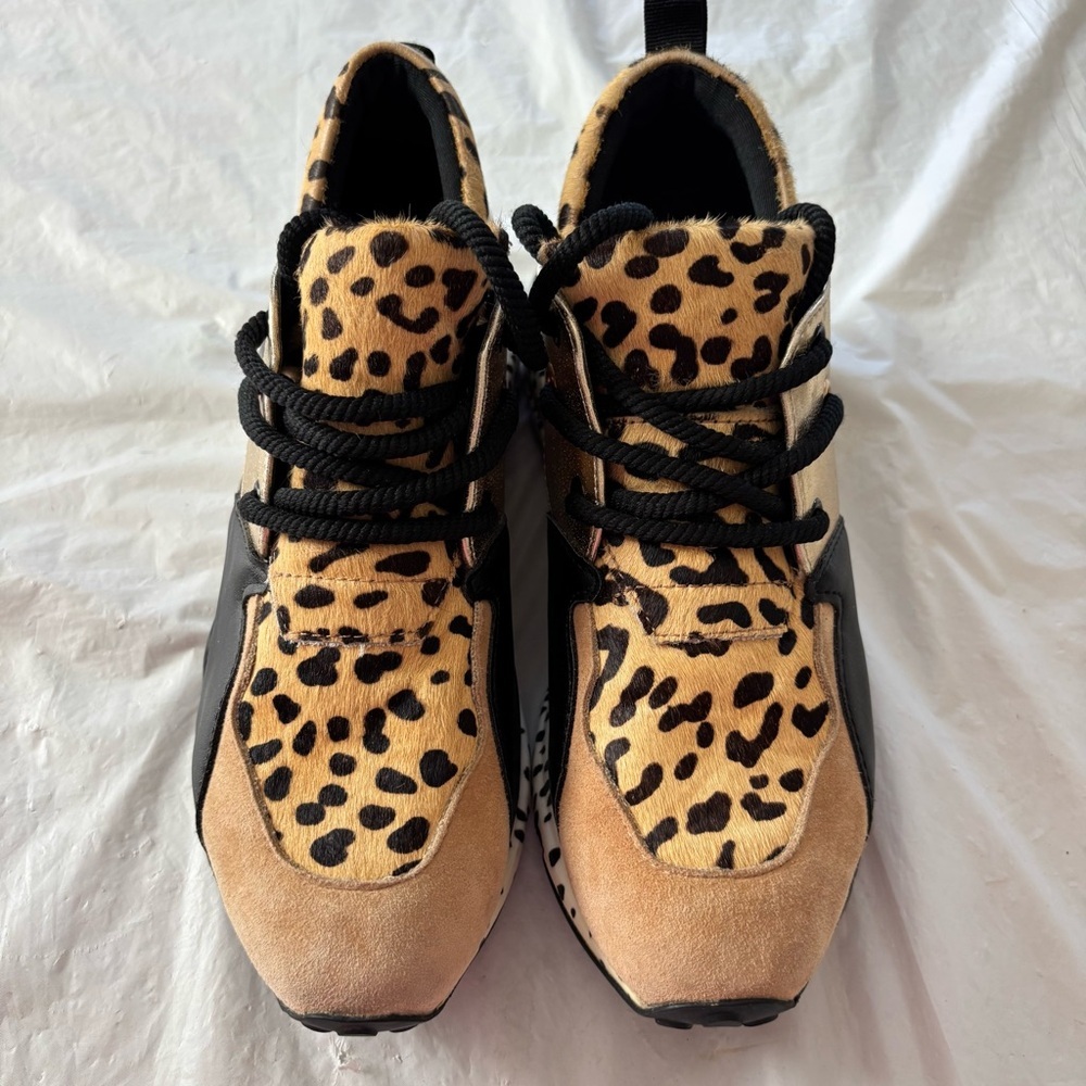 Steve Madden Cliff wedge Animal Print Sneakers SZ 7.5 Worn 1X Indoors - Picture 13 of 16